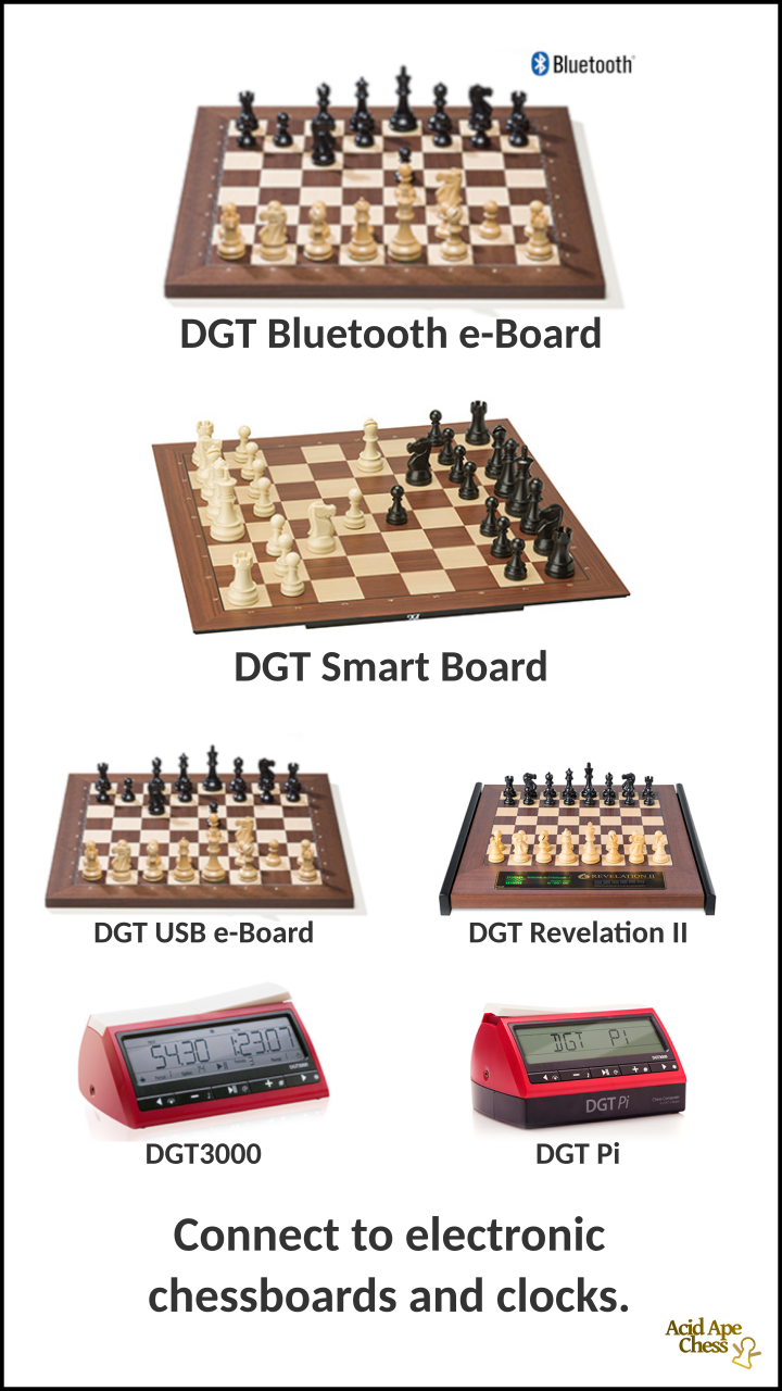 Connect to electronic chessboards and clocks.