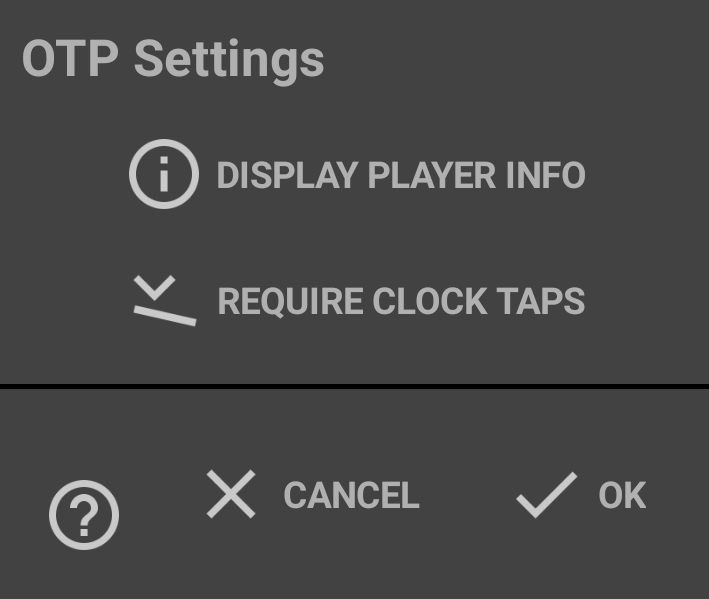 The OTP settings dialog